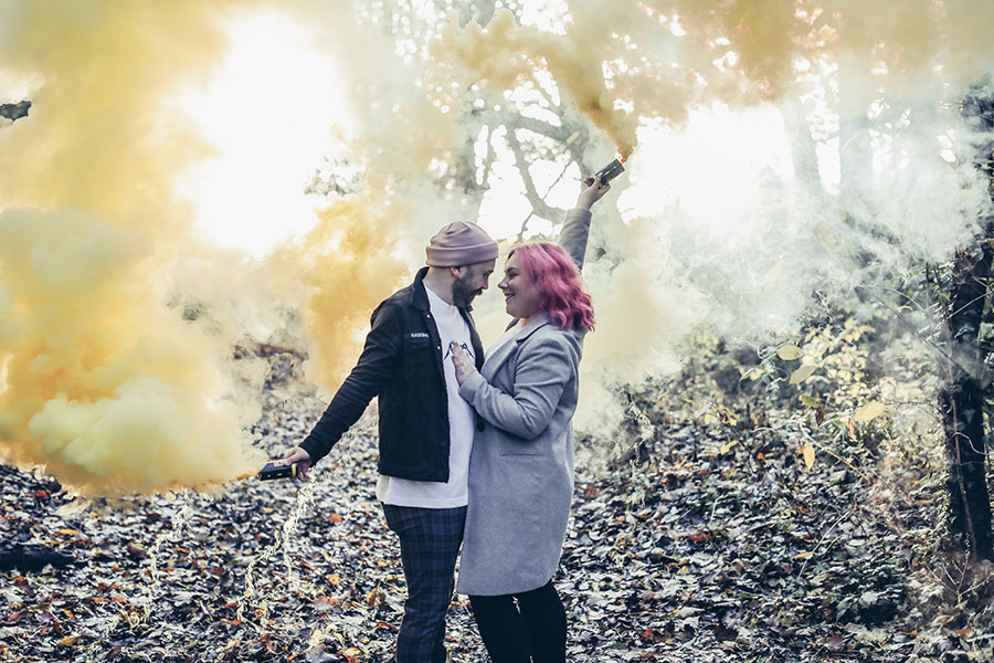 Leeds engagement photoshoot | Leeds engagement couple photography | Smoke bomb at couple shoot