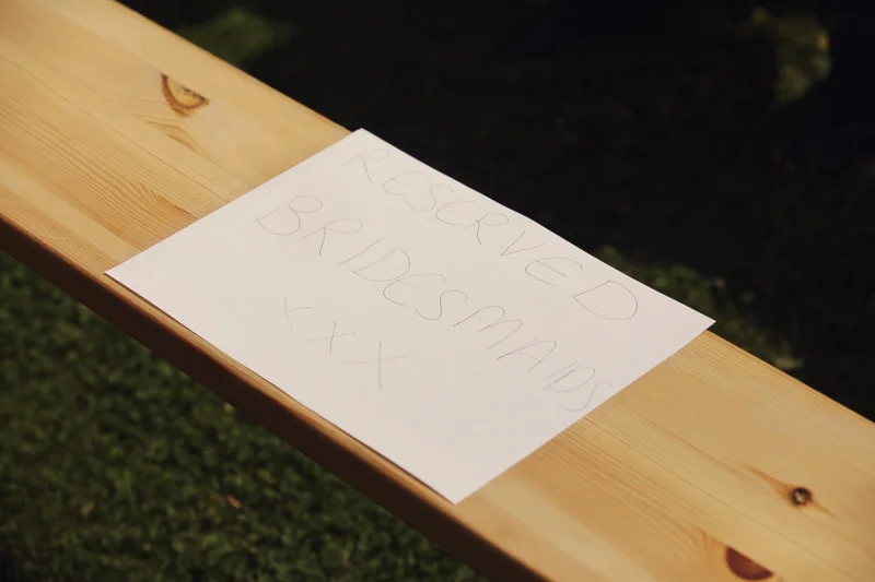 Reserved for bridesmaids sign at Blencowe Hall, The Rowley Estates, Lake District wedding