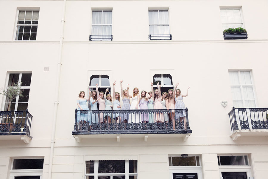 Amazing bridal party in Kensington London wedding venuewith natural wedding photography by Sasha Lee Photography