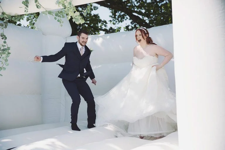 The White Hart Moorwood Moor wedding venue photography | Natural Derbyshire wedding photographer | wedding day trampoline