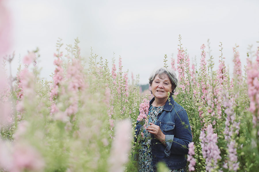 Confetti fields photoshoot Pershore | Portrait photographer Real Flower confetti field photography | Mature lady photoshoot