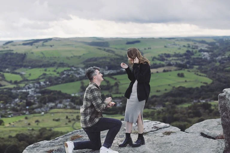 Katy & Max ♡ Curbar Edge Engagement Photoshoot