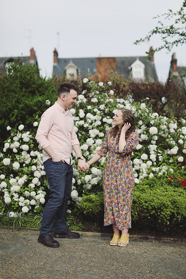 Sheffield Botanical Gardens engagement couple photoshoot in spring