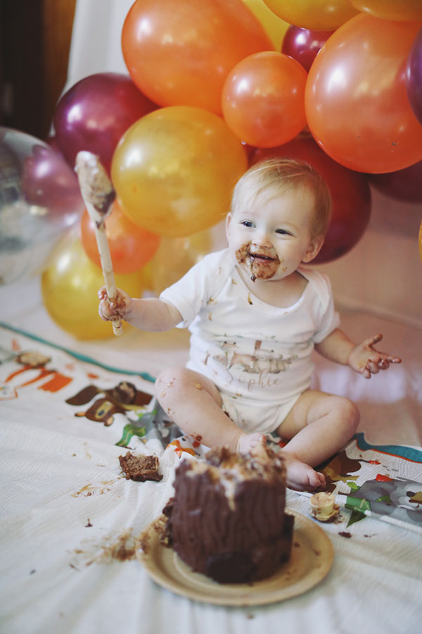 Birthday cake for baby’s first birthday photoshoot in Derbyshire
