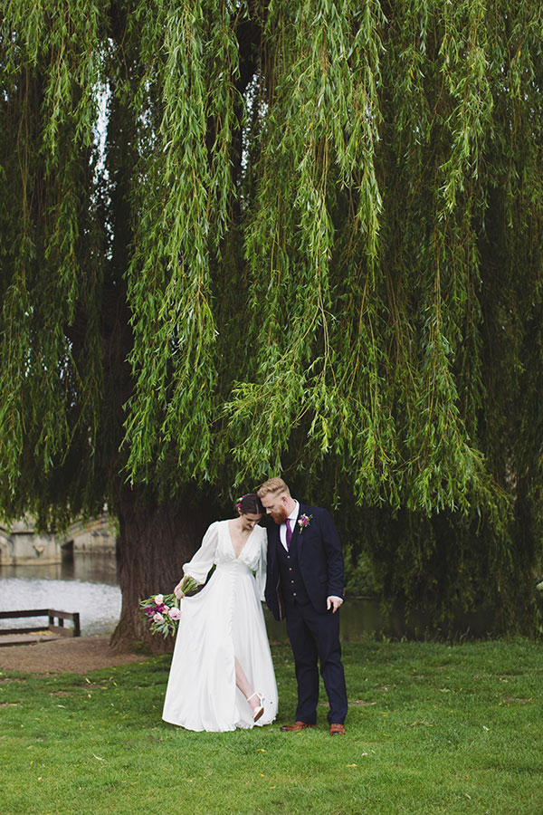 Couple enjoying relaxed wedding portraits in Stamford’s picturesque surroundings