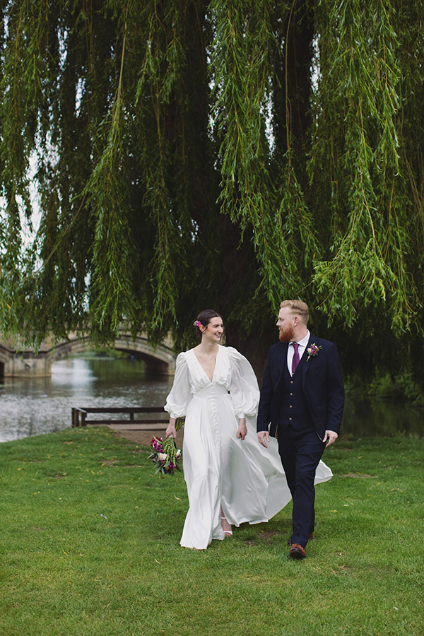 Couple enjoying relaxed wedding portraits in Stamford’s picturesque surroundings