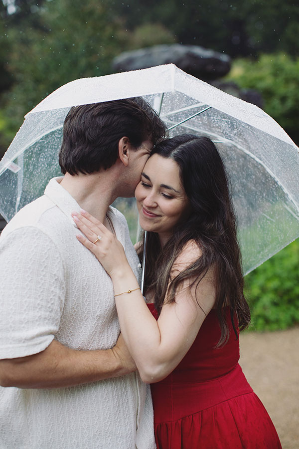 Romantic proposal in the lush gardens of Chatsworth House, perfect for engagement photography.