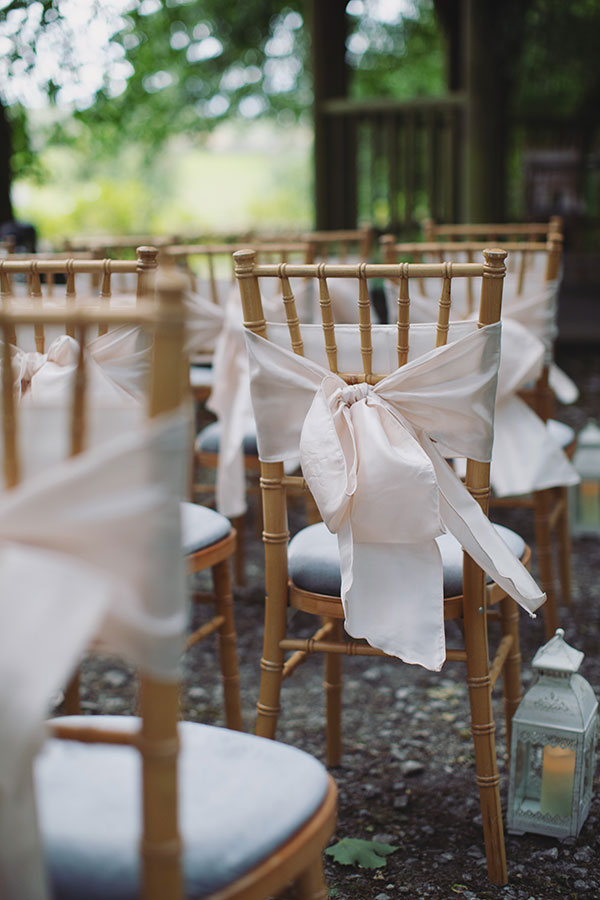 Garden reception setup with rustic décor at a Biggin Hall Hotel wedding.