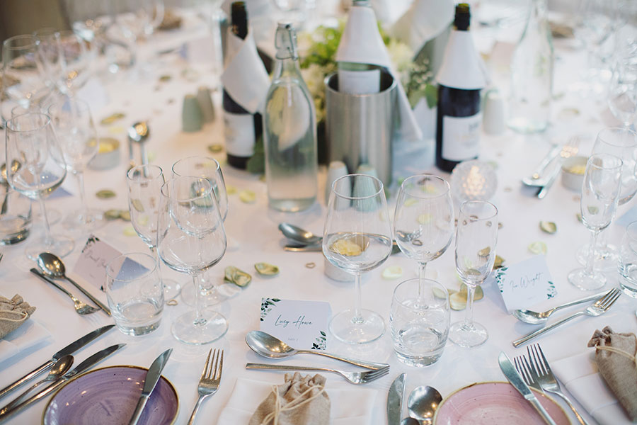 Indoor reception setup with rustic décor at a Biggin Hall Hotel wedding.