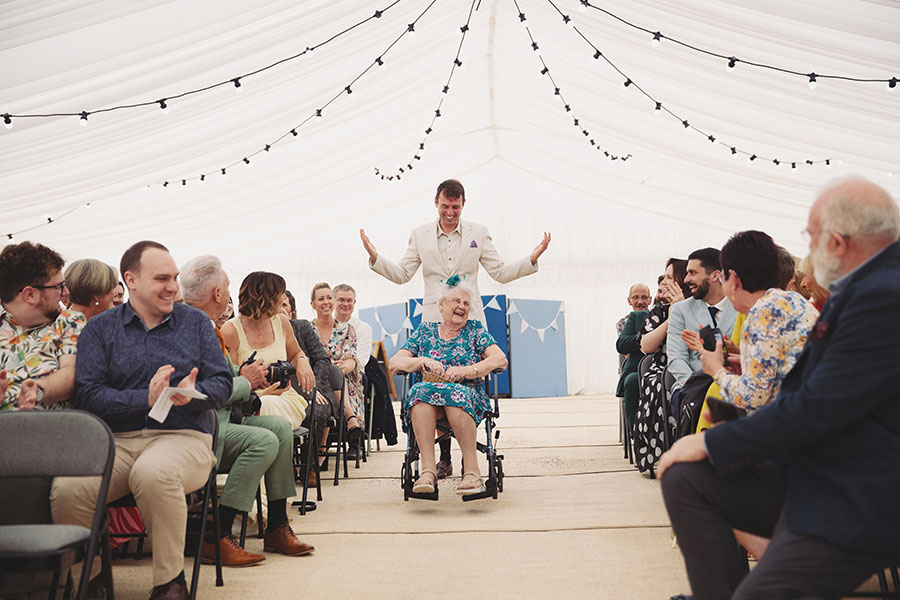 Emotional moment during the ceremony inside Cliff College Hotel – Cliff College wedding photography