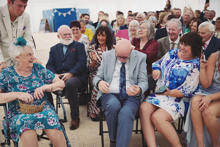 Emotional moment during the ceremony inside Cliff College Hotel – Cliff College wedding photography