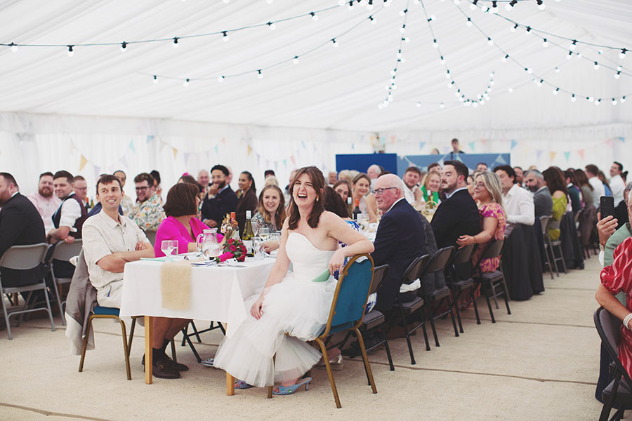 Reception décor setup inside Cliff College Hotel during Chris and Gill’s wedding celebration.