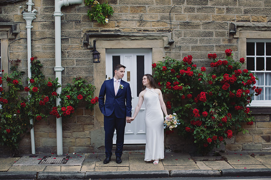Bakewell Town Hall wedding portraits of bride & groom