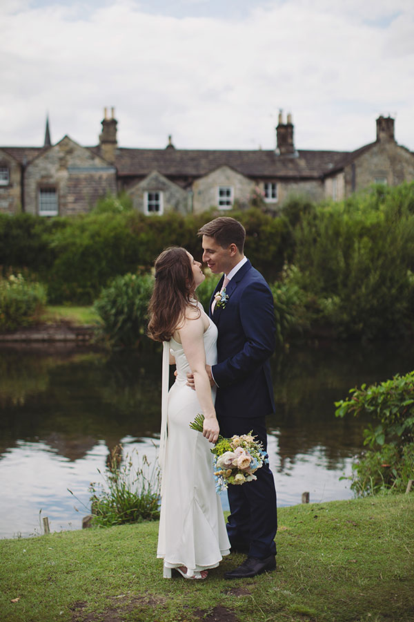 Bakewell Town Hall wedding portraits of bride & groom