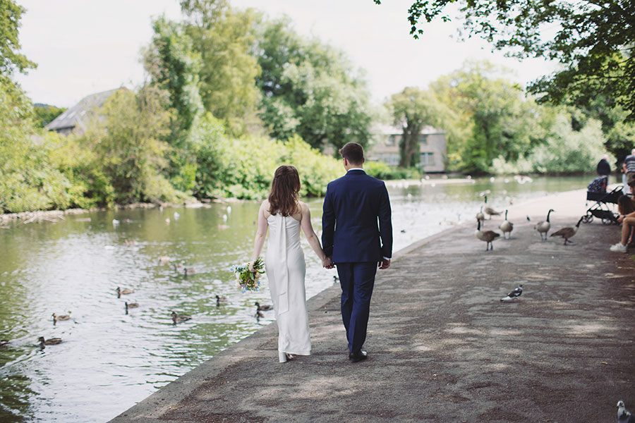 Bakewell Town Hall wedding portraits of bride & groom