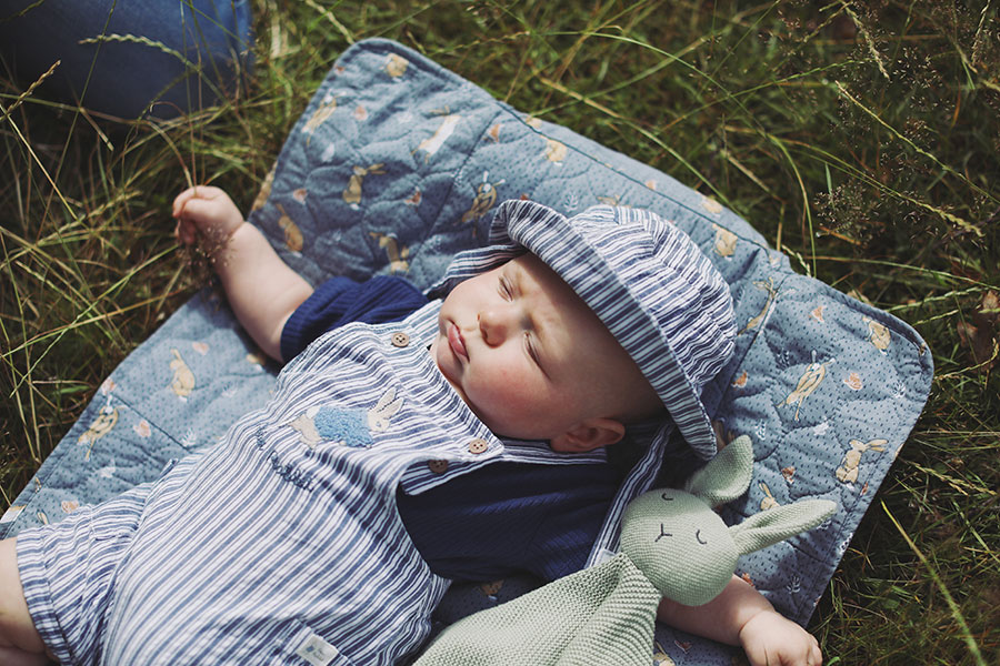 Family photoshoot at Sheffield Botanical Gardens with parents and baby in summer