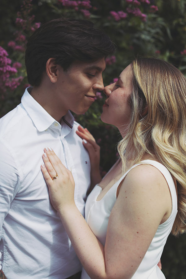 Natural candid moment during a Knaresborough engagement photoshoot in North Yorkshire.