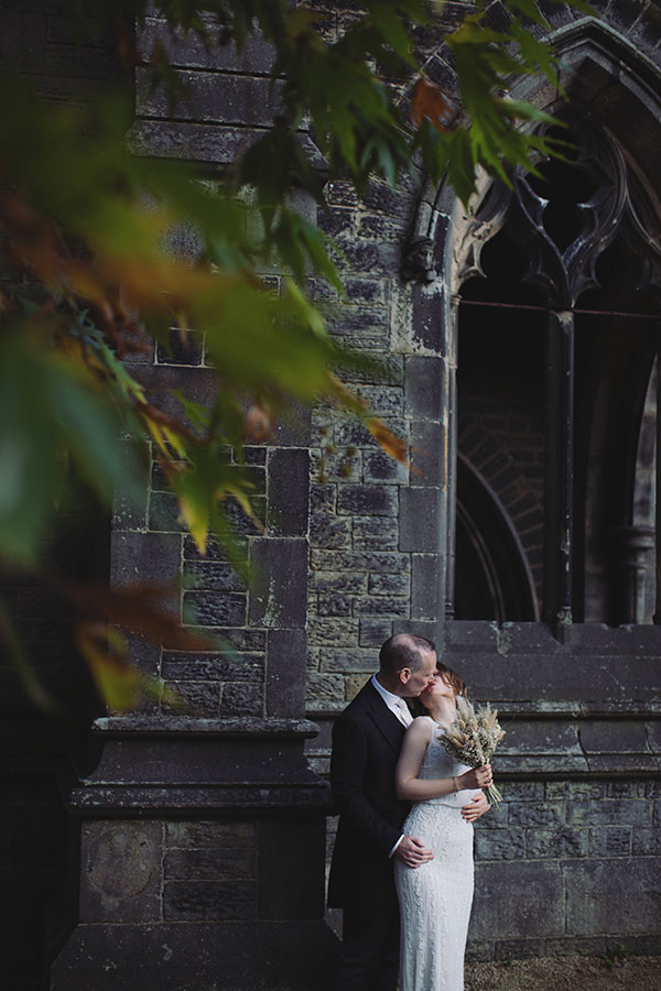 Exterior of Samuel Worth Chapel at Sheffield General Cemetery during wedding day