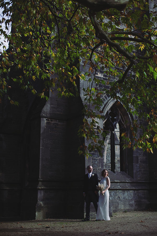 Exterior of Samuel Worth Chapel at Sheffield General Cemetery during wedding day