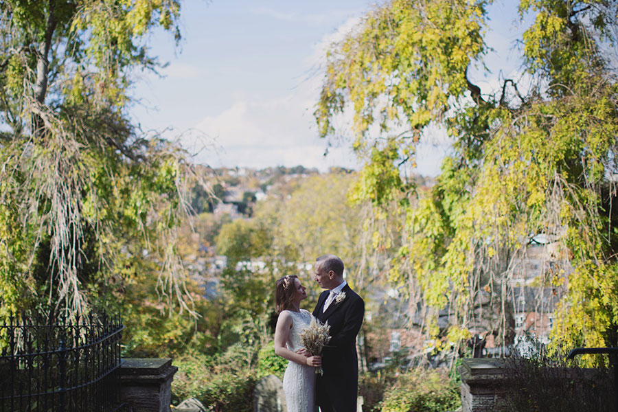 Exterior of Samuel Worth Chapel at Sheffield General Cemetery during wedding day