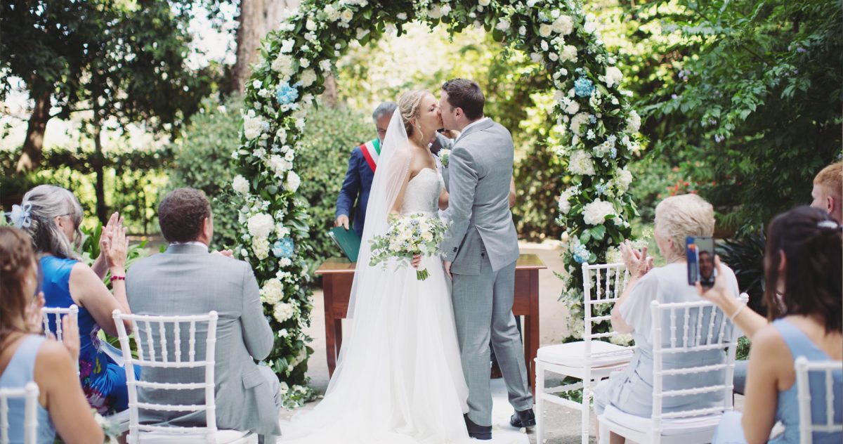 Beautiful destination wedding photography in Sorrento Italy during the ceremony