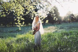 Ethereal Bride Aesthetic ♡ Fairytale Garden Wedding Inspiration 1 Dreamy outdoor bridal portrait with soft veil, floral headpiece, and romantic garden setting