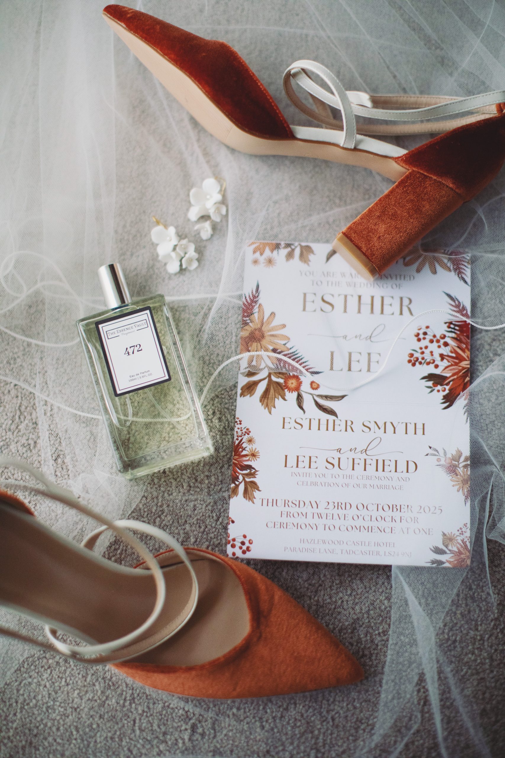 Burnt orange bridal heels