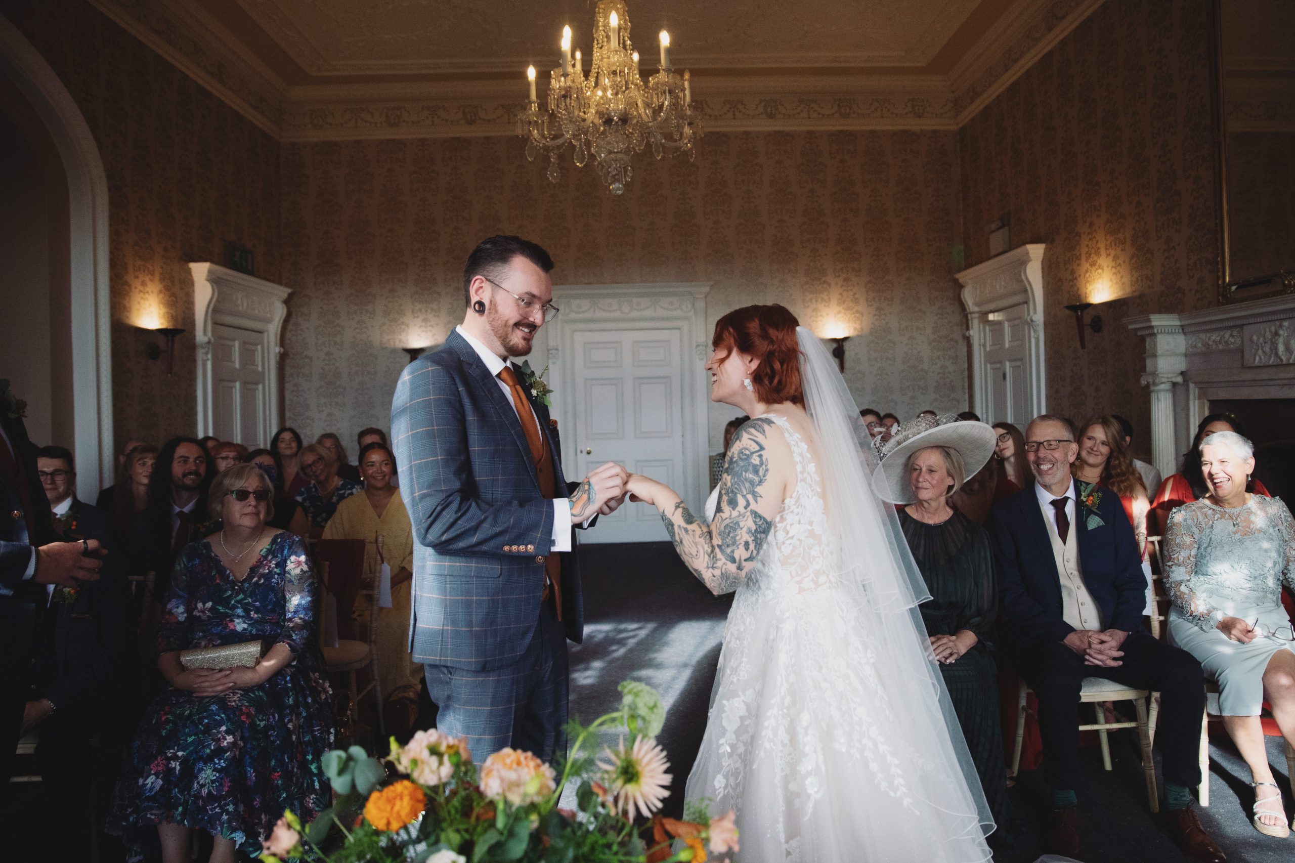 Esther and Lee during their Hazlewood Castle wedding ceremony in Leeds