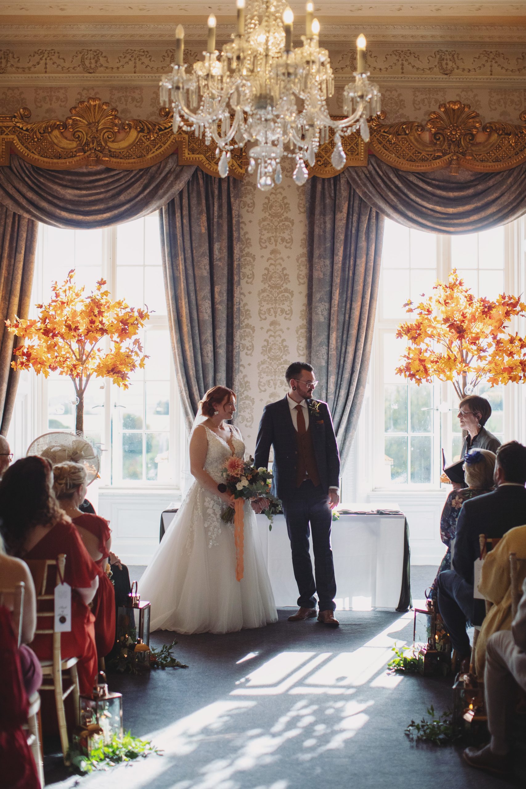 Esther and Lee during their Hazlewood Castle wedding ceremony in Leeds