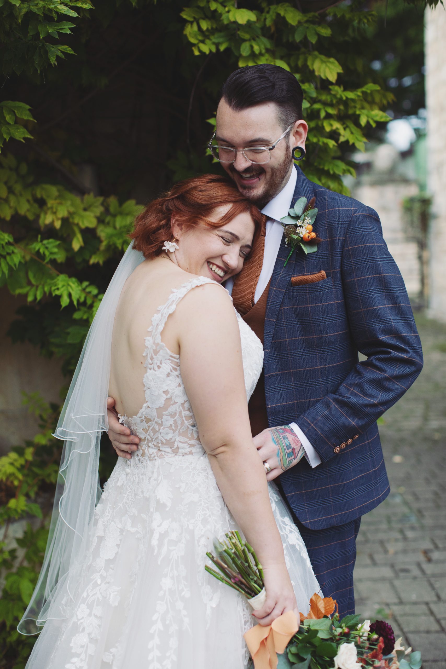Romantic couple portraits outside Hazlewood Castle