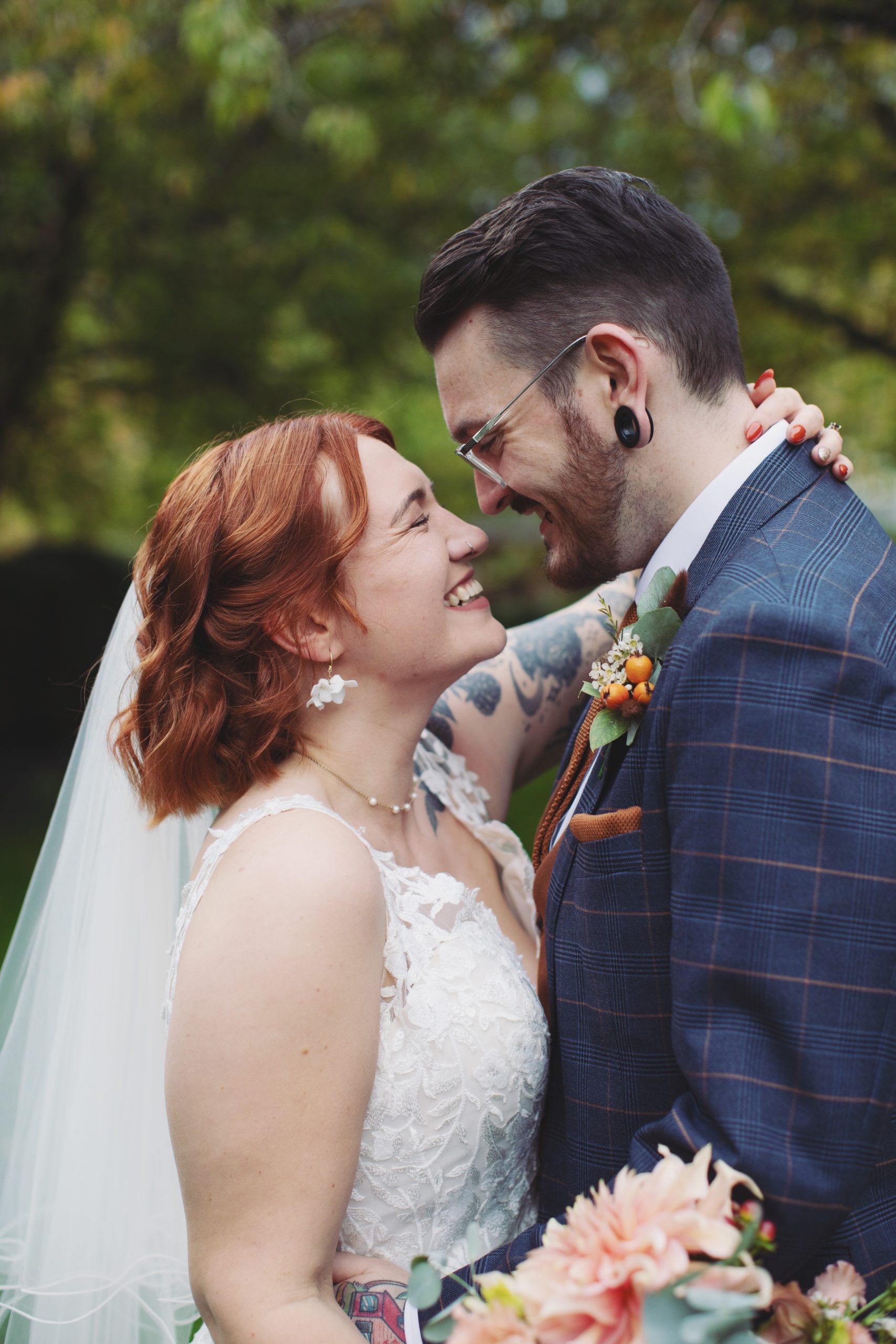 Romantic couple portraits outside Hazlewood Castle