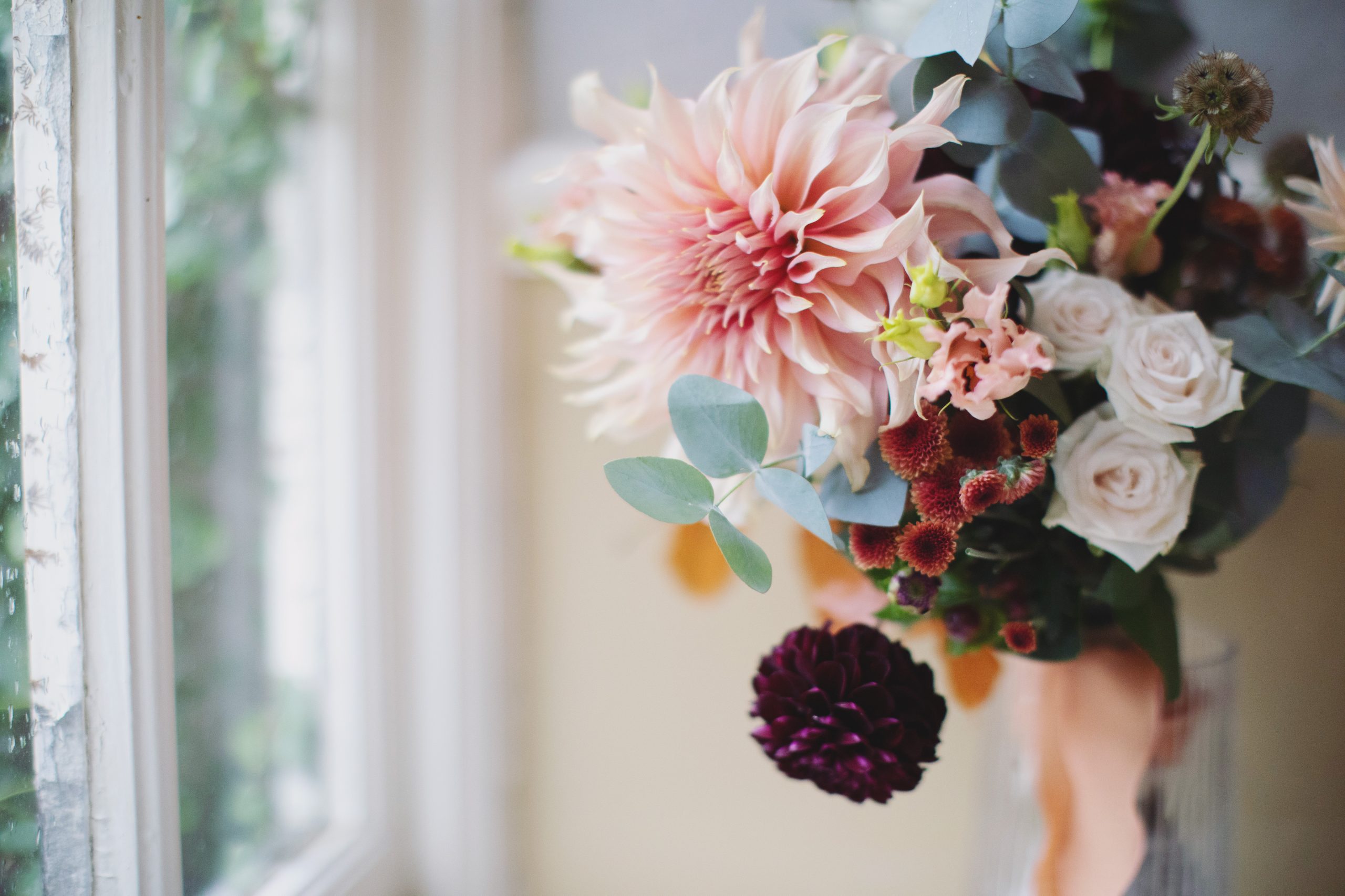 Blush pink bridal flowers