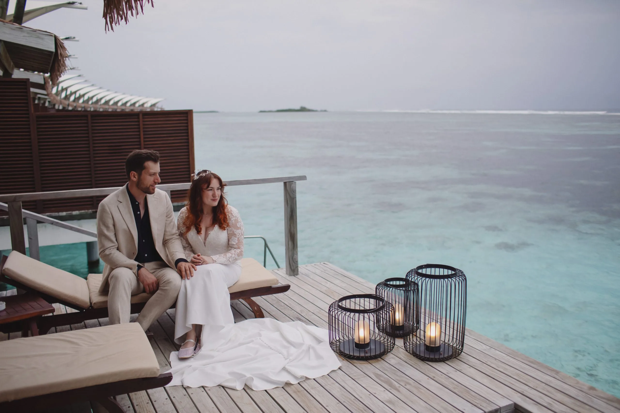 Maldives Wedding for Two Beneath Cloudy Skies