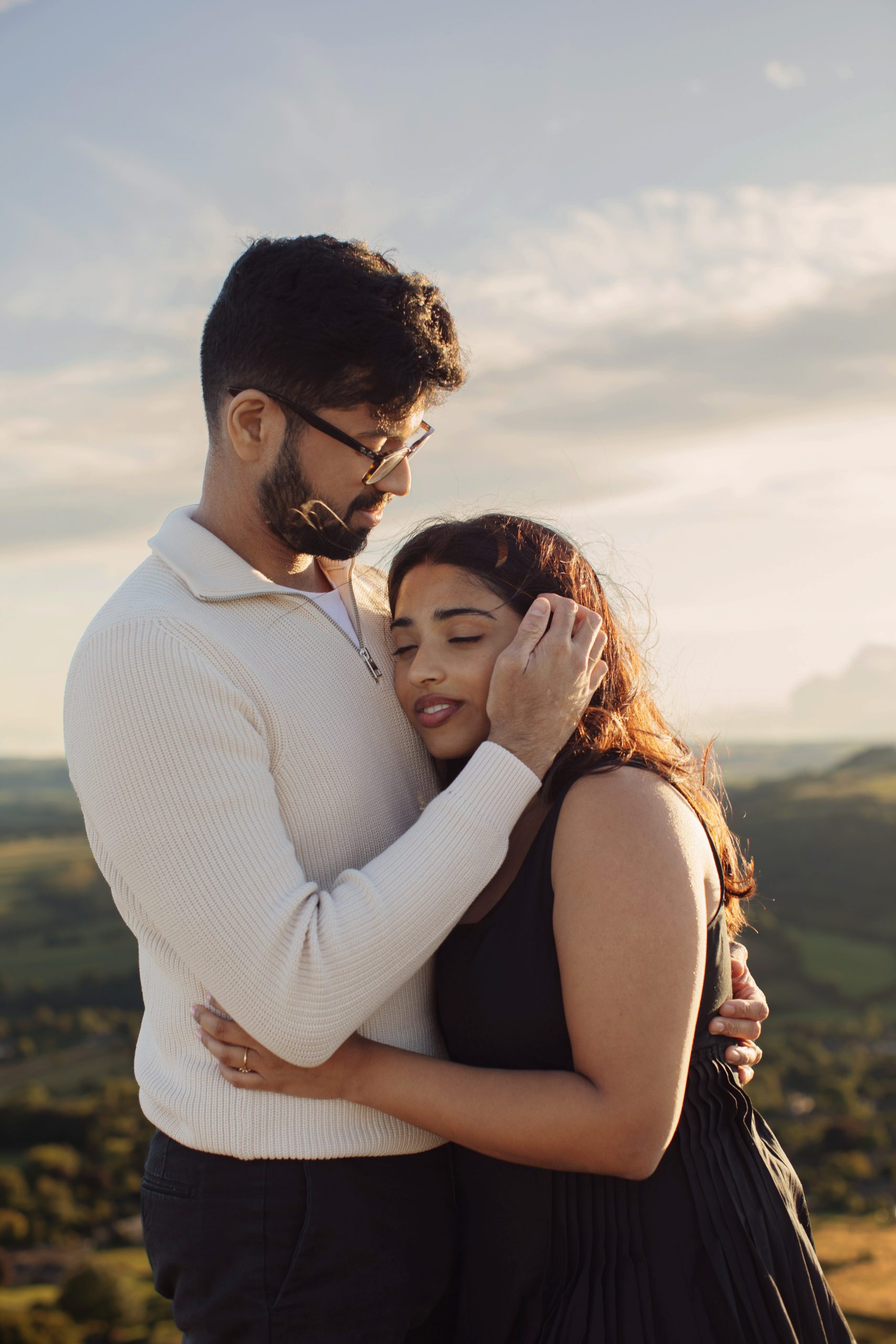 Peak District Proposal Photographer ♡ Rahul & Rhea’s Surprise Proposal at Curbar Edge 16 Romantic proposal photography at Curbar Edge in Derbyshire.