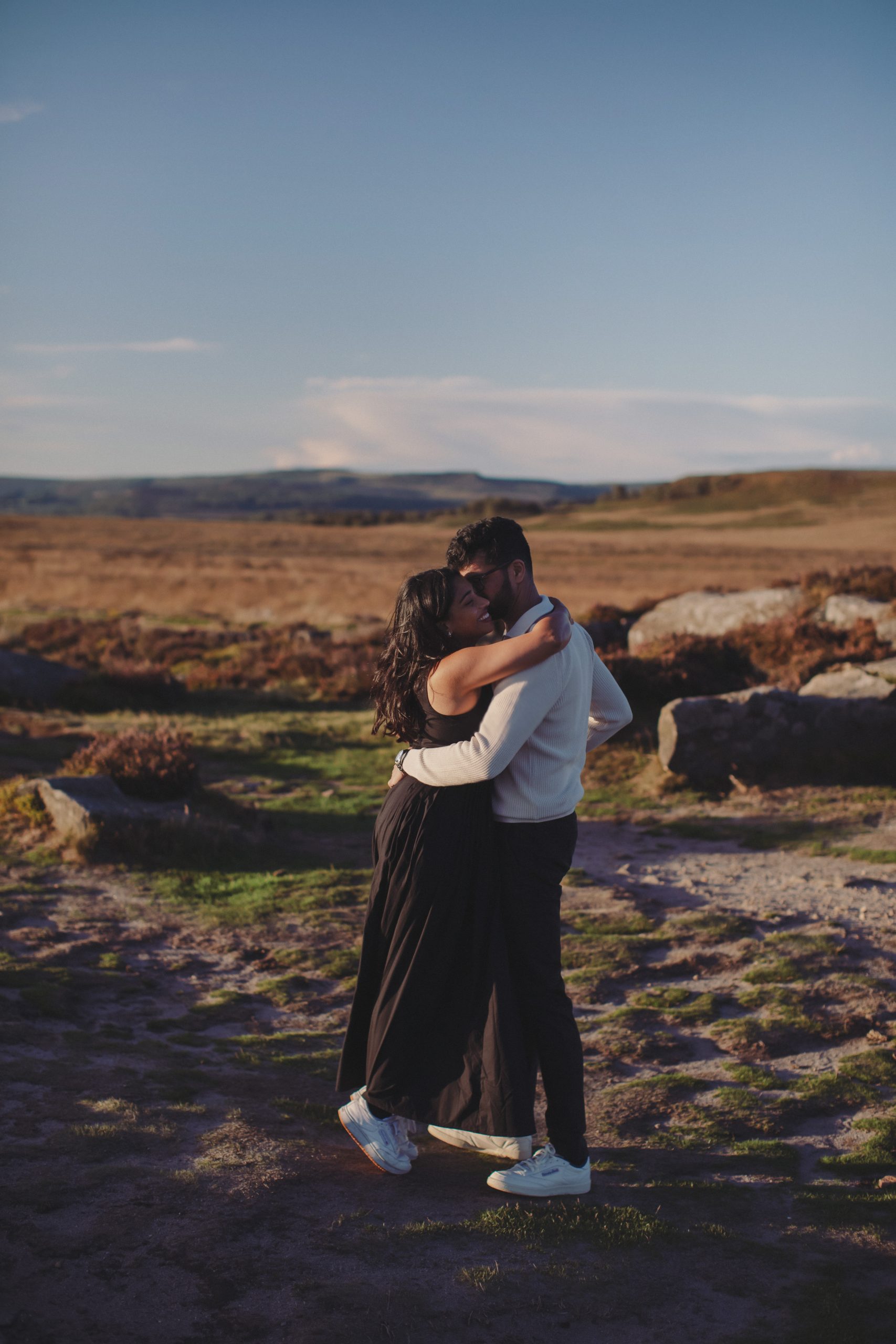 Peak District Proposal Photographer ♡ Rahul & Rhea’s Surprise Proposal at Curbar Edge 17 Romantic proposal photography at Curbar Edge in Derbyshire.