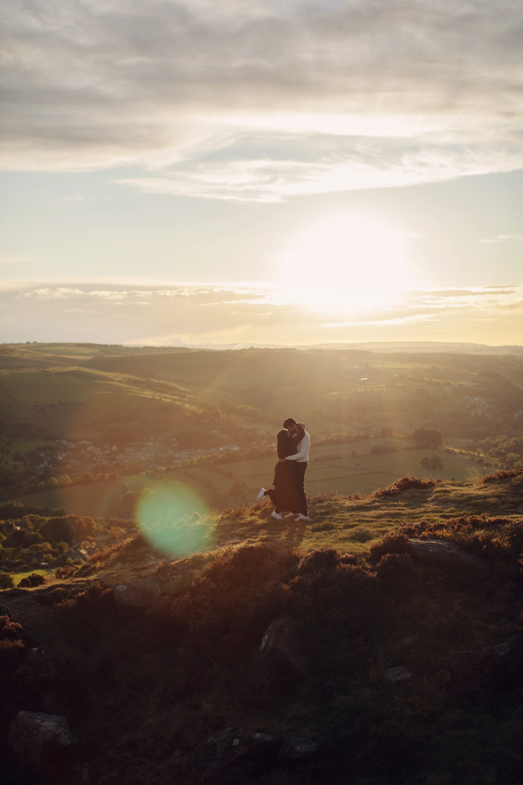 Peak District Proposal Photographer ♡ Rahul & Rhea’s Surprise Proposal at Curbar Edge 27 Rahul proposing to Rhea at Curbar Edge in the Peak District.