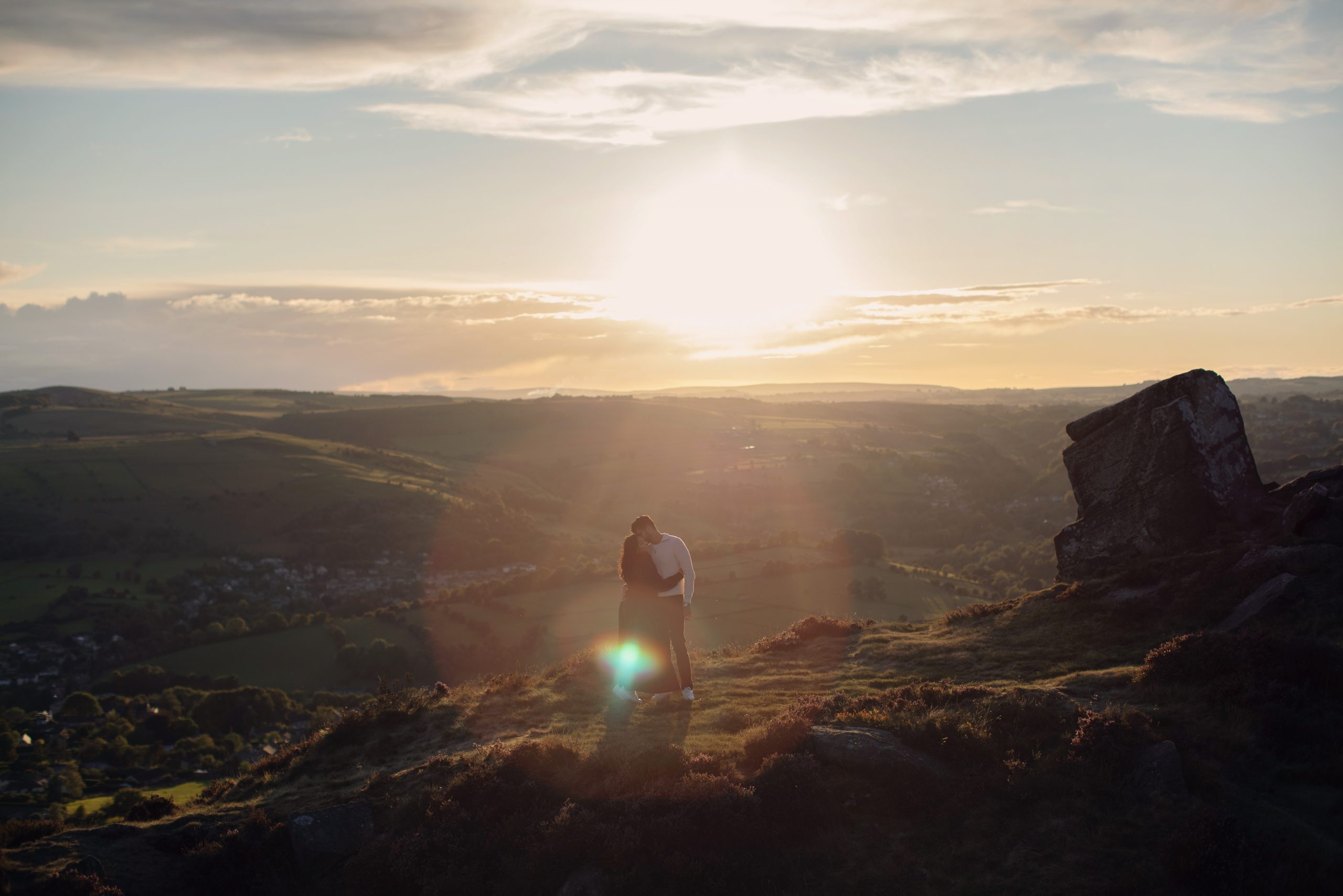 Peak District Proposal Photographer ♡ Rahul & Rhea’s Surprise Proposal at Curbar Edge 29 Rahul proposing to Rhea at Curbar Edge in the Peak District.