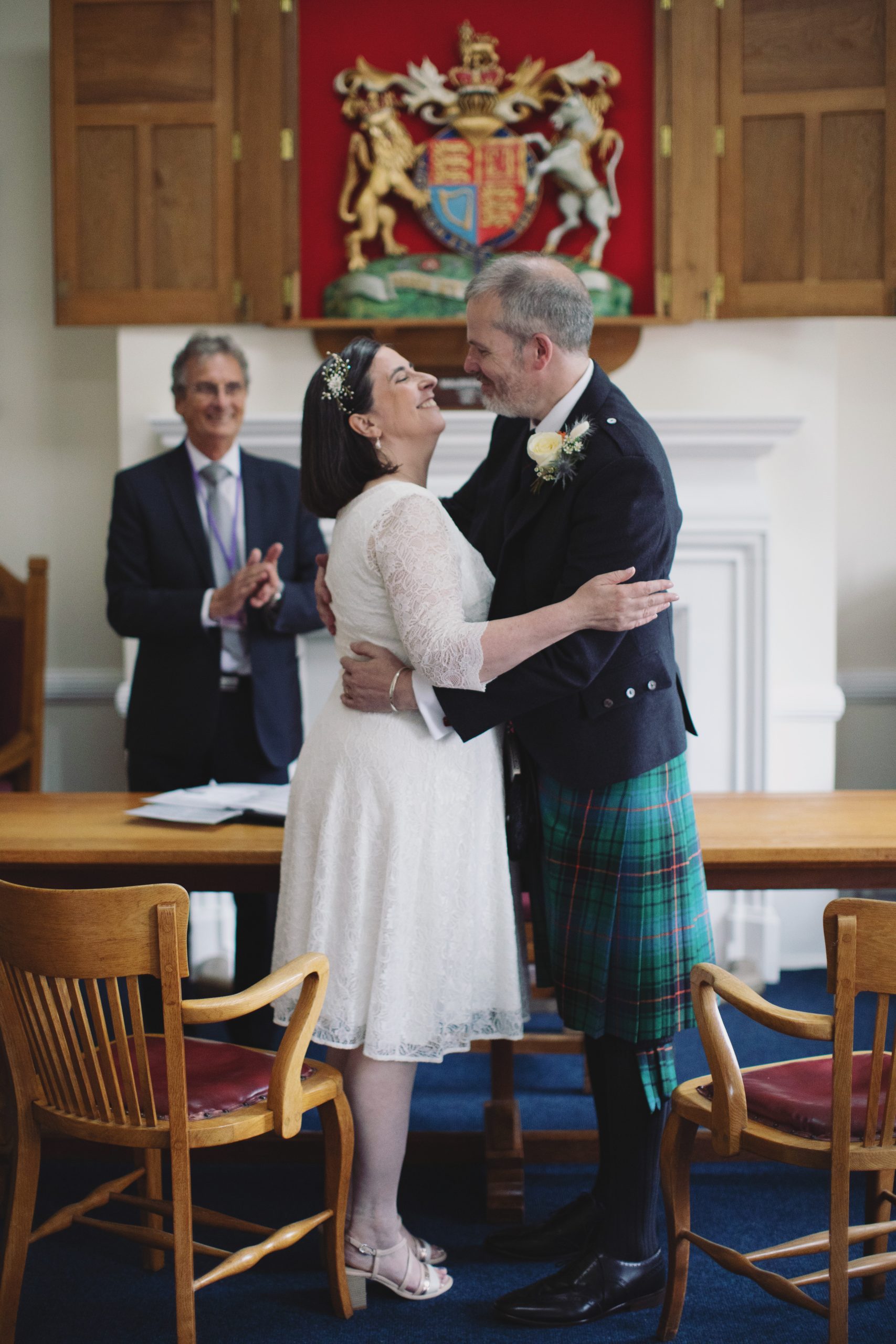 Siobhan & Jonathan ♡ Bakewell Town Hall Wedding 19 The couple outside Bakewell Town Hall after their intimate legal ceremony.
