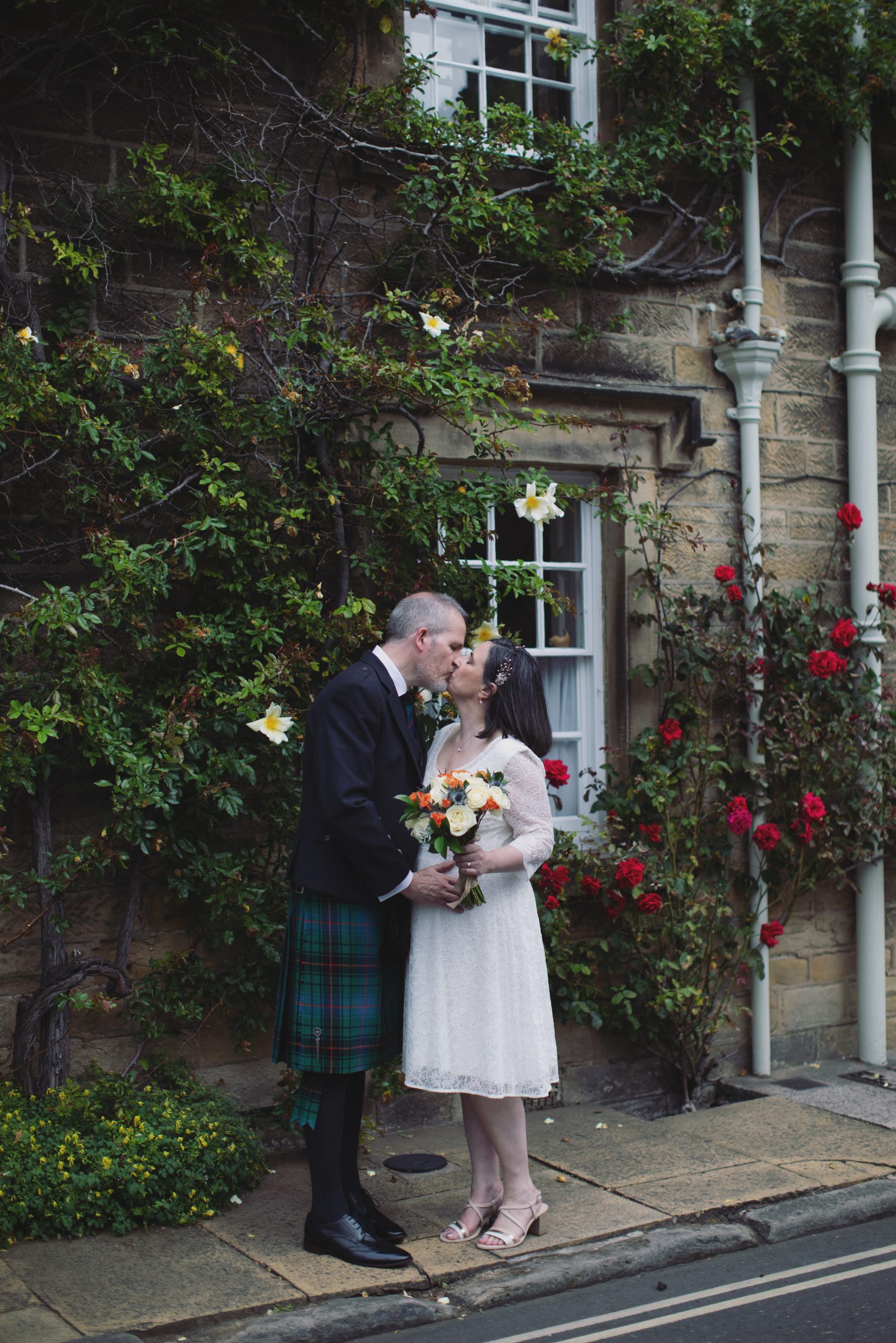 Siobhan & Jonathan ♡ Bakewell Town Hall Wedding 28 Siobhan and Jonathan walking through Bakewell following their registry office wedding.
