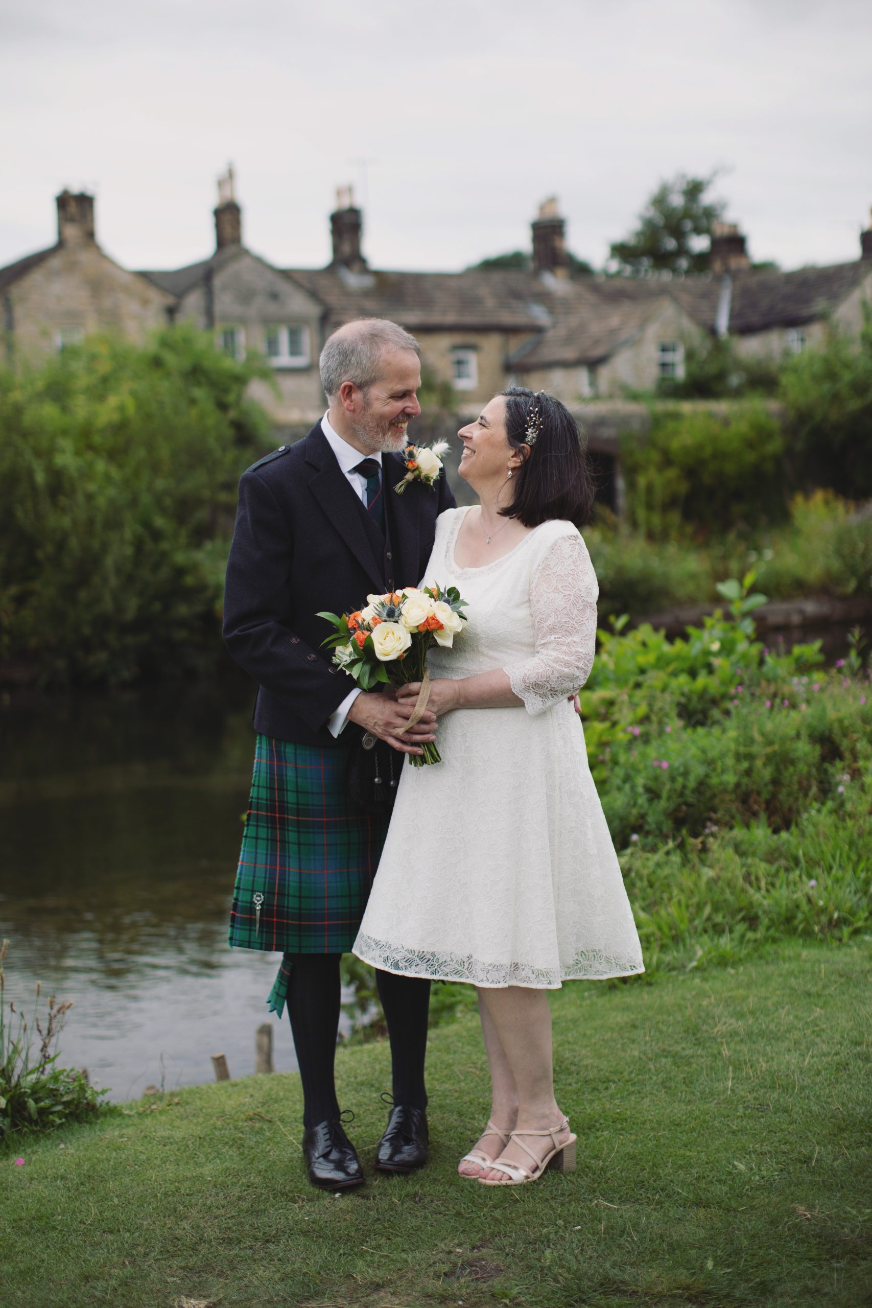Siobhan & Jonathan ♡ Bakewell Town Hall Wedding 26 Siobhan and Jonathan walking through Bakewell following their registry office wedding.