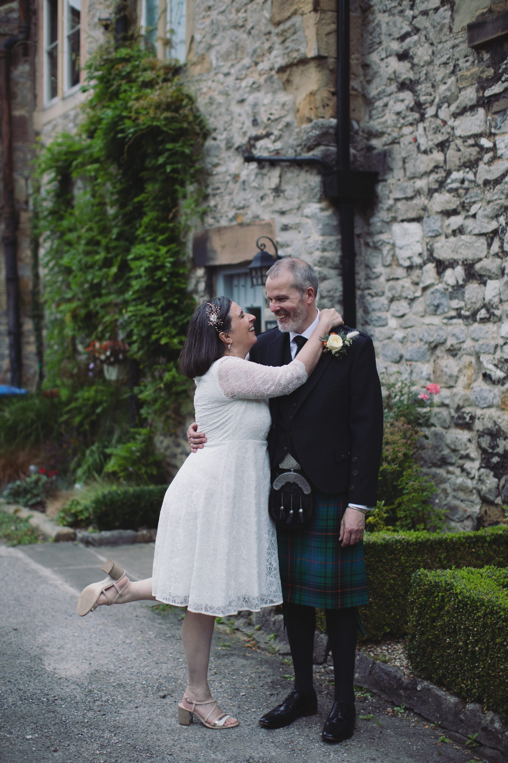 Siobhan & Jonathan ♡ Bakewell Town Hall Wedding 27 Siobhan and Jonathan walking through Bakewell following their registry office wedding.