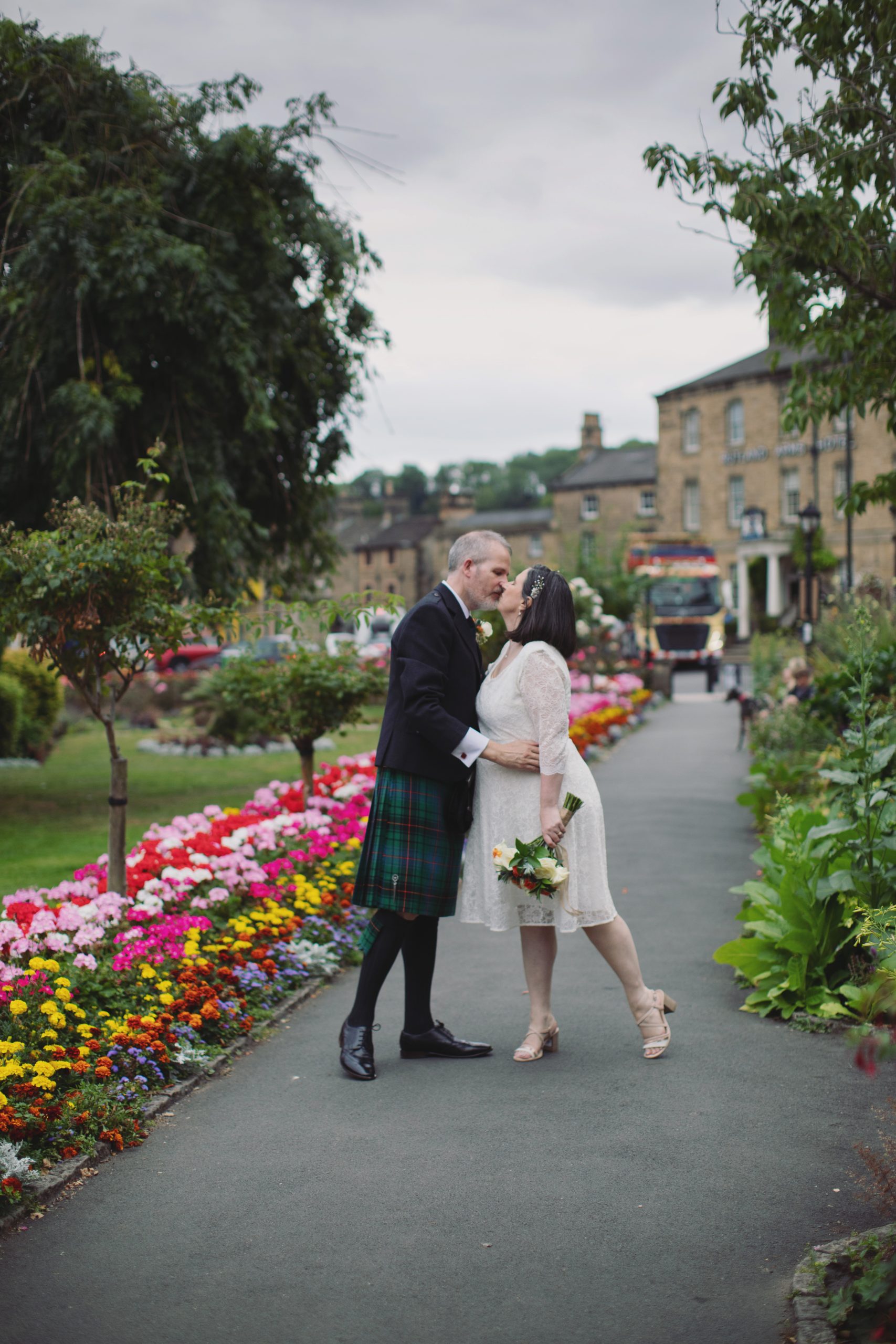 Siobhan & Jonathan ♡ Bakewell Town Hall Wedding 36 Siobhan and Jonathan walking through Bakewell following their registry office wedding.