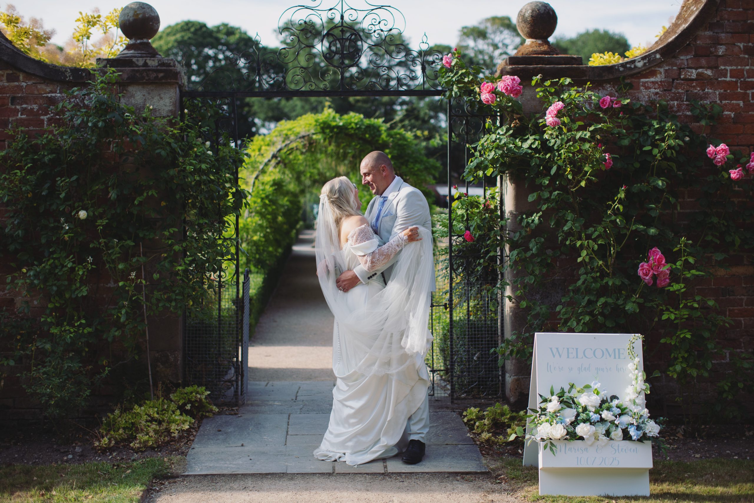 Marisa & Steven ♡ Thorpe Garden Wedding Photography 1 Bride and groom portrait at Thorpe Garden wedding venue