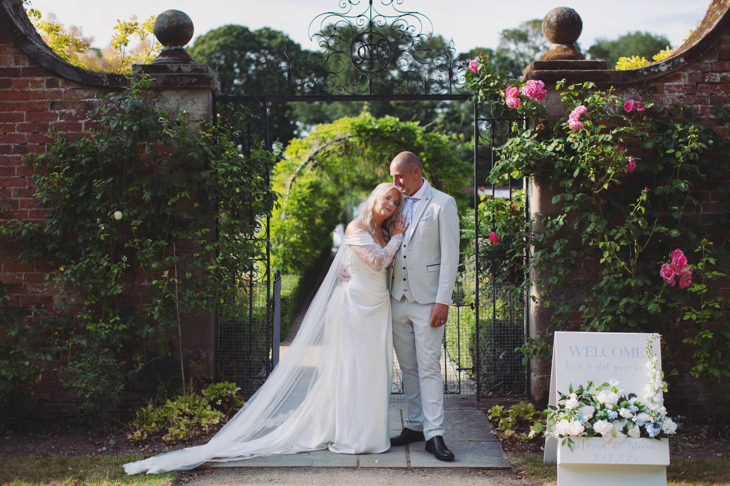 Marisa & Steven ♡ Thorpe Garden Wedding Photography 54 Bride and groom portrait at Thorpe Garden wedding venue