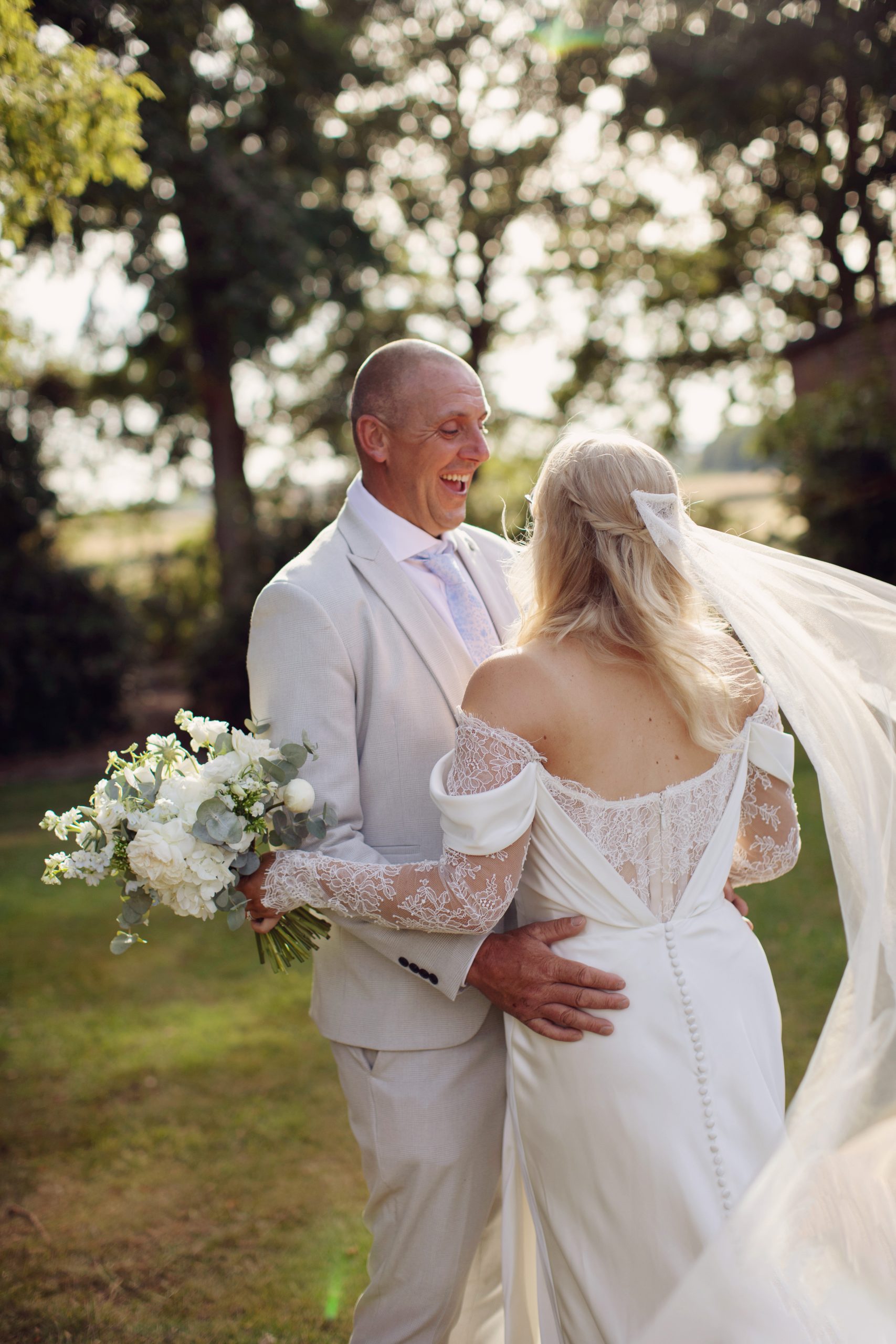 Marisa & Steven ♡ Thorpe Garden Wedding Photography 58 Bride and groom enjoying golden hour portraits in Staffordshire