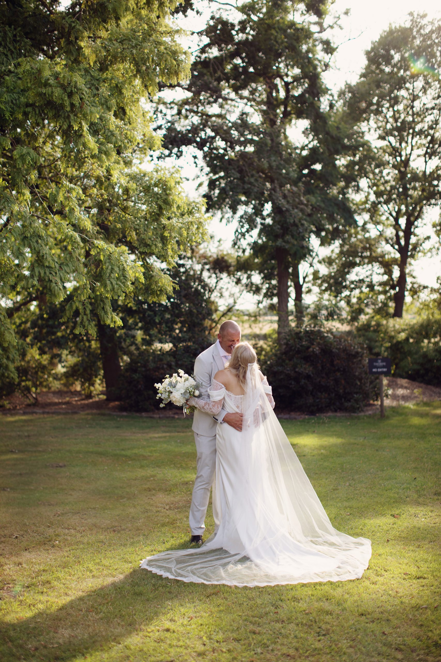 Marisa & Steven ♡ Thorpe Garden Wedding Photography 55 Bride and groom embracing in the gardens at Thorpe Garden