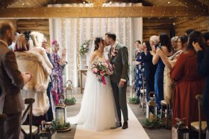 First kiss at Spicer Manor wedding in Yorkshire with natural photography