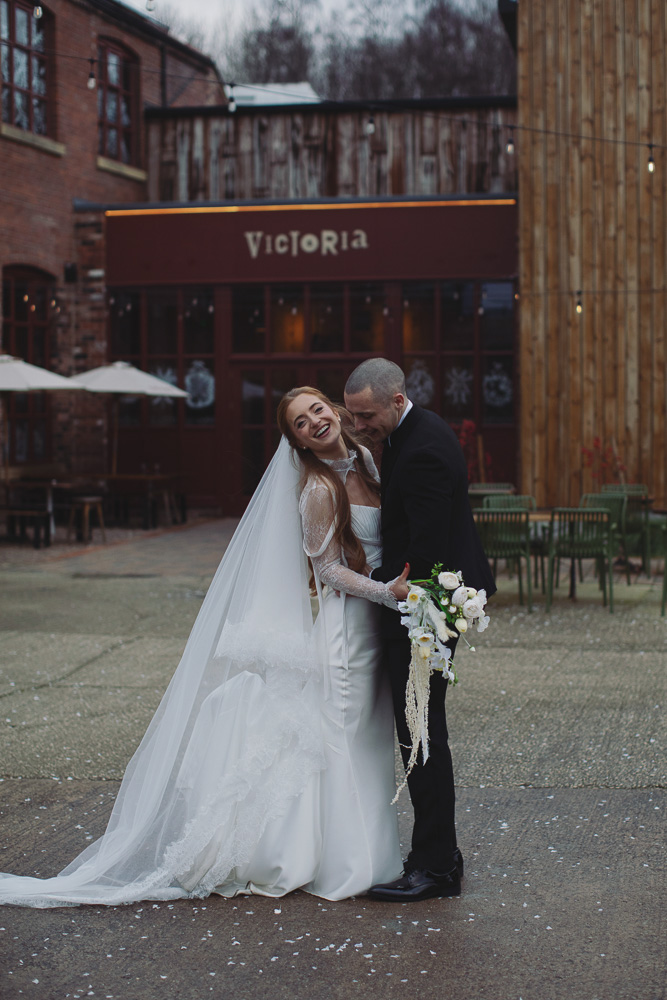 Ellie & Kamen ♡ The Victoria Wedding Venue, Sheffield 56 Bride and groom sharing a romantic moment at The Victoria wedding venue Sheffield